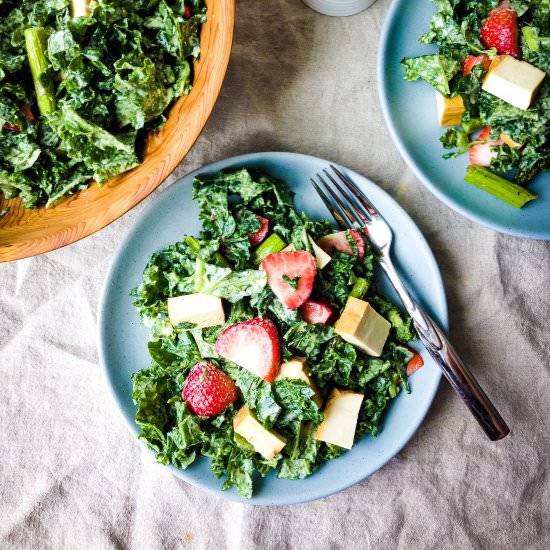 Smoked Tofu Kale Summer Salad - Recipe photo by upbeetkitchen