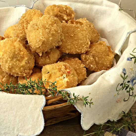 Deep Fried Pimento Cheese - Recipe photo by JamieinaKetoKitchen