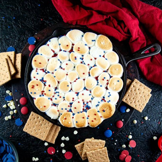 Skillet Red White & Blue Smores Dip - Recipe photo by SeasonedSprinkles