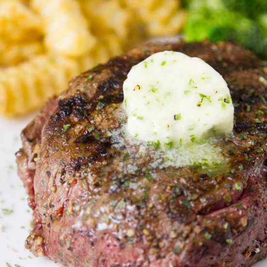 Grilled Steak with Herb Butter and - Recipe photo by dwayland