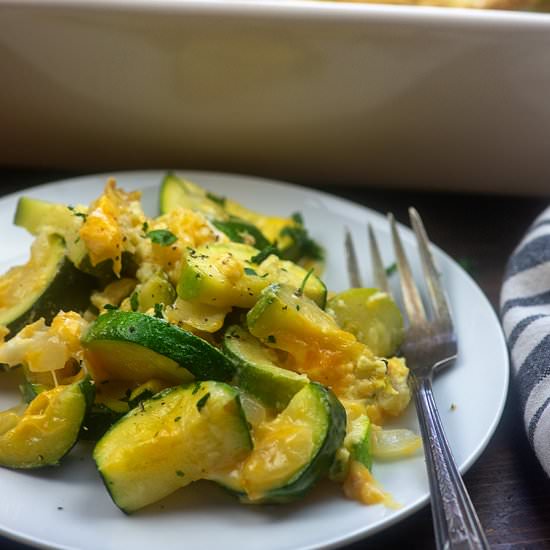CHEESY ZUCCHINI CASSEROLE - Recipe photo by ThatLowCarbLife