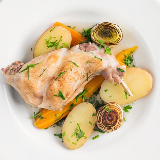 Braised Rabbit Leg With Leeks - Recipe photo by Brian Jones