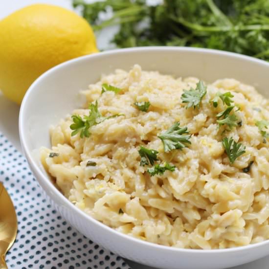 Creamy Garlic Parmesan Orzo - Recipe photo by Ereese