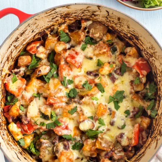 Mexican bean and potato bake - Recipe photo by Becca @ Easy Cheesy Vegetarian