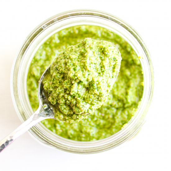 Spinach, Arugula & Walnut Pesto - Recipe photo by TheBetteredBlondie