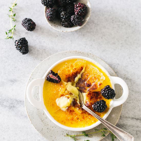 Blackberry Thyme Creme Brulee - Recipe photo by jojotastic