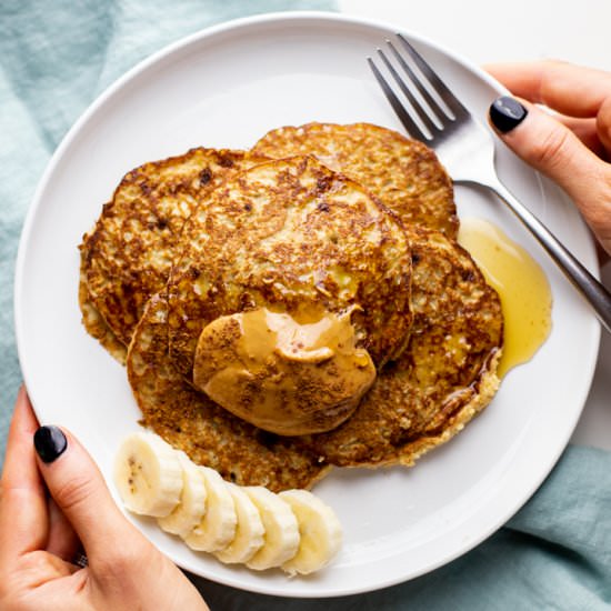 Fluffy Oatmeal Banana Pancakes - Recipe photo by asimplepalate
