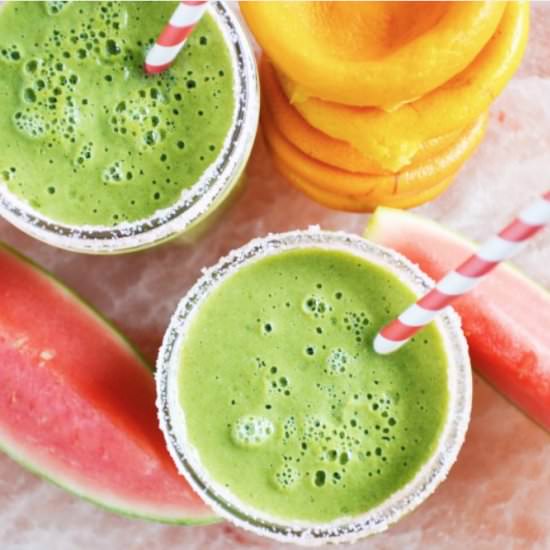 Green Watermelon Margarita Smoothie - Recipe photo by The Vanilla Plum