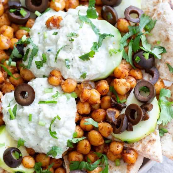 Vegan Mediterranean Nachos - Recipe photo by richa