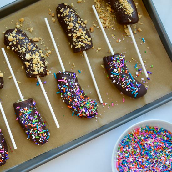 Chocolate-Covered Frozen Bananas - Recipe photo by justataste