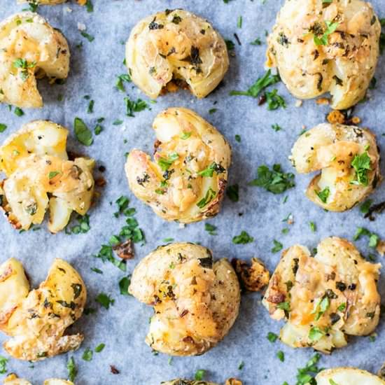 Parmesan Oven Baked Smashed Potato - Recipe photo by SunkissedKitch