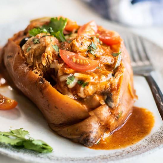 Enchilada Stuffed Sweet Potato - Recipe photo by SunkissedKitch