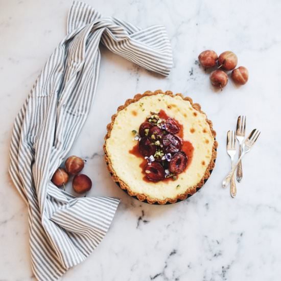 Baked Cheesecake with Honey Plums - Recipe photo by TheRunawayBaker