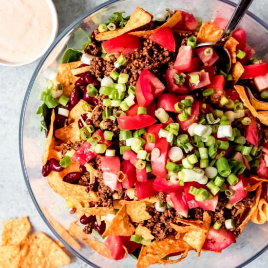 TEX-MEX DORITOS TACO SALAD - Recipe photo by houseofnasheats