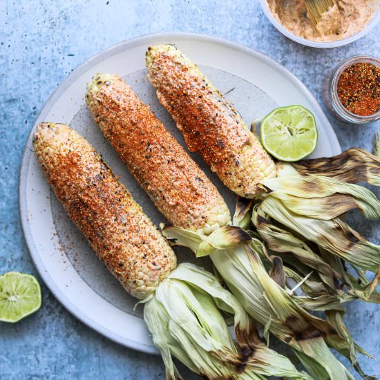 Corn with Togarashi-Lime Mayo - Recipe photo by Craving California