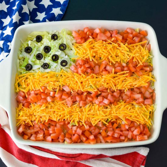 Taco Dip Flag - Recipe photo by Cuts and Crumbles