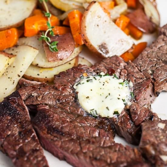 Chuck Steak with Compound Butter - Recipe photo by SundaySupper