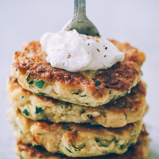Vegan Zucchini Fritters (GF) - Recipe photo by moon and spoon and yum.