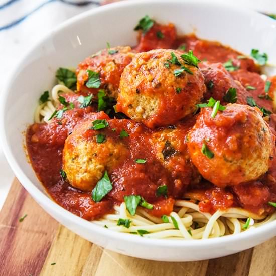 Stuffed Italian Chicken Meatballs - Recipe photo by Candy Jar Chronicles