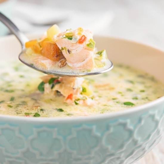Slow Cooker Salmon Chowder - Recipe photo by Brian Jones