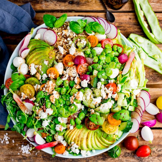 Broad Bean Caprese Salad - Recipe photo by KitchenSanctuary