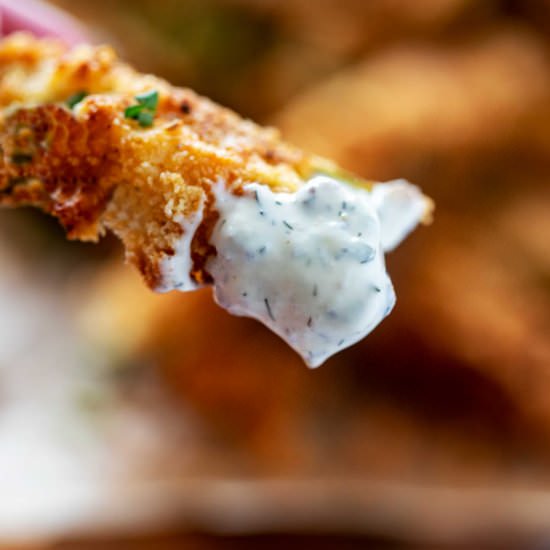 Keto Fried Pickles - Recipe photo by KickingCarbs