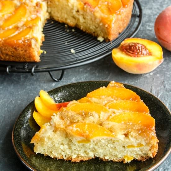 Peach Upside Down Cake - Recipe photo by The Desserted Girl