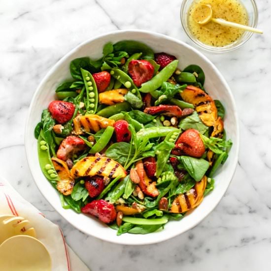 Summer Salad w/ Grilled Peaches + S - Recipe photo by The Plant Riot