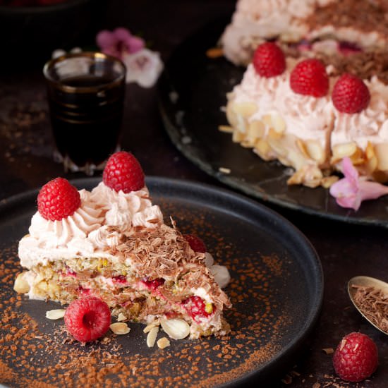 Chocolate Raspberry Dacquoise Cake - Recipe photo by littlesugarsnaps