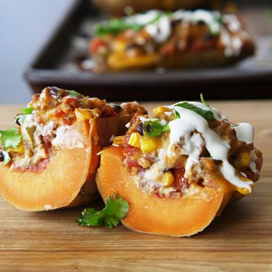 Potacos (Taco stuffed Potatoes) - Recipe photo by Candy Jar Chronicles