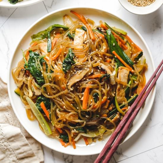 easy vegan japchae - Recipe photo by okonomi kitchen