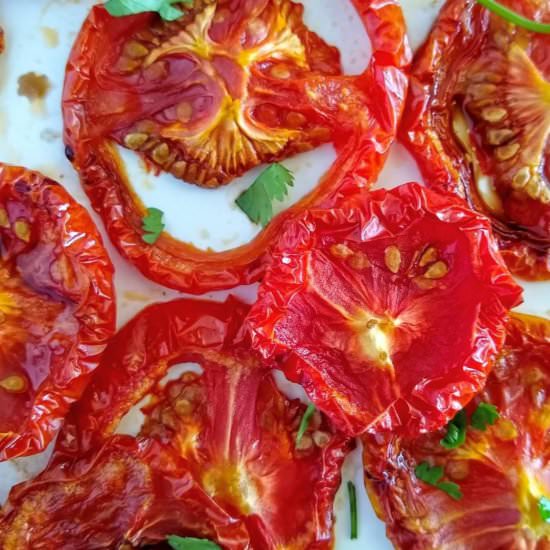 Sweetest Slow Oven Roasted Tomatoes - Recipe photo by scratchtobasics