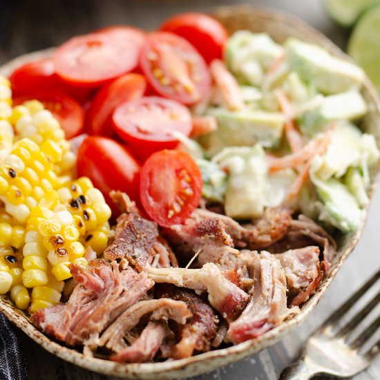 Pulled Pork Bowl w/Avocado Slaw - Recipe photo by The Creative Bite