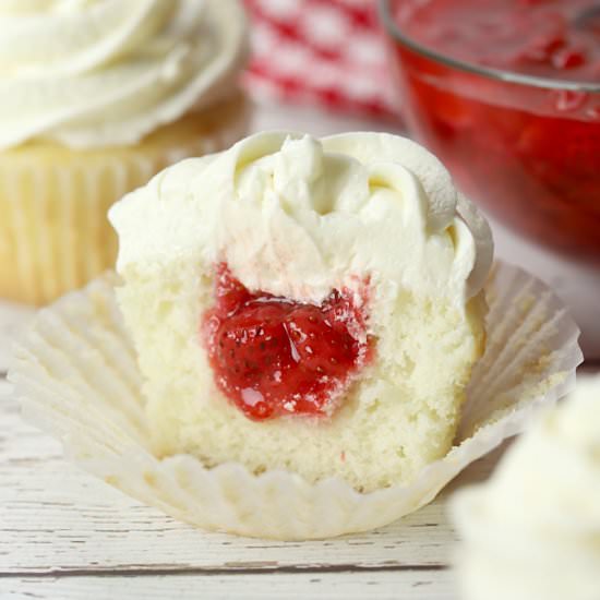 Strawberry Filled Cupcakes - Recipe photo by TheToastyKitchen