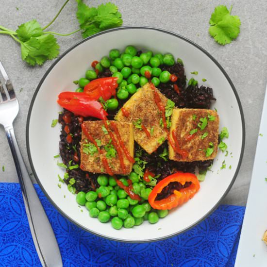 Jerk Tofu with Green Curry Rice - Recipe photo by alisonsallspice