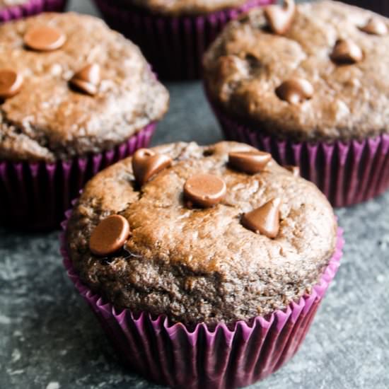 Super Soft Double Chocolate Muffins - Recipe photo by The Desserted Girl
