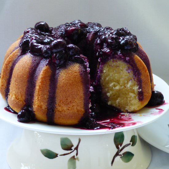 Vanilla Cake with a Blueberry Sauce - Recipe photo by TraditionaHomeBaking