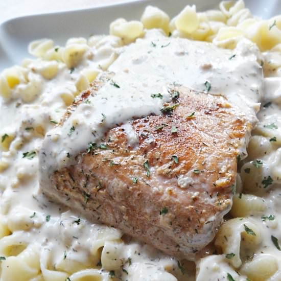 Salmon w/ Lemon & Dill Cream Sauce - Recipe photo by savorysally