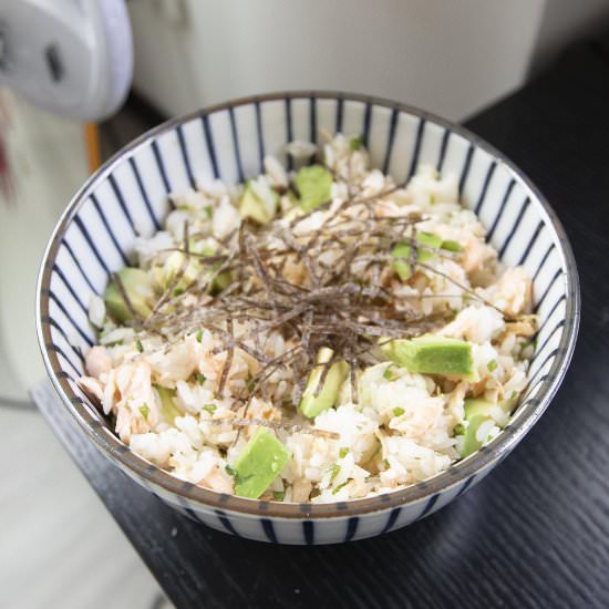 Salmon Avocado Shiso Rice - Recipe photo by foodmakesmehappy