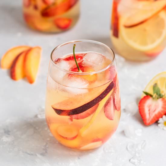 Peach, Strawberry, & Cherry Sangria - Recipe photo by ShortGirlTallOrder