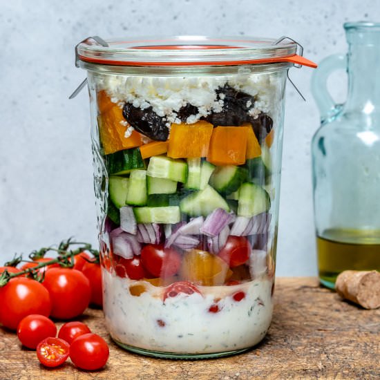 Greek Mason Jar Salad - Recipe photo by Blondelish.com