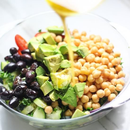 Cucumber Chickpea Tomato Salad - Recipe photo by VeganWithCurves