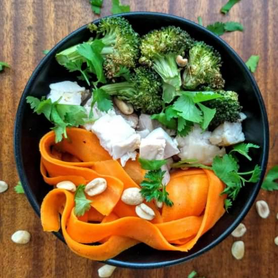 Carrot Noodle Bowls & Peanut Sauce - Recipe photo by scratchtobasics