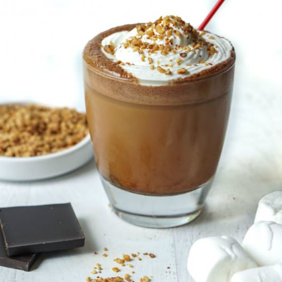 Smores Keto Iced Bulletproof Coffee - Recipe photo by MyLifeCookbook