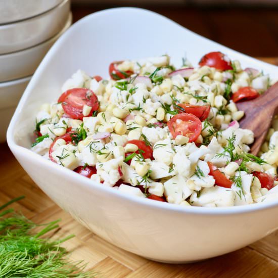 Cauliflower Corn Tomato Salad - Recipe photo by the good eats co