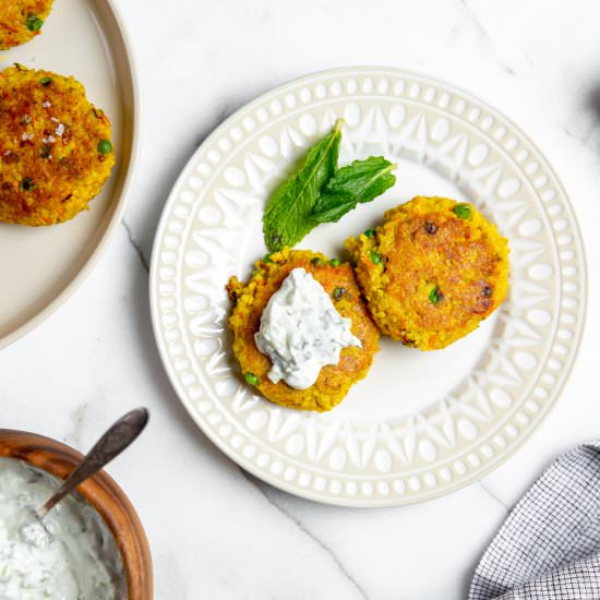 Curried Millet Cakes - Recipe photo by FromScratchFast