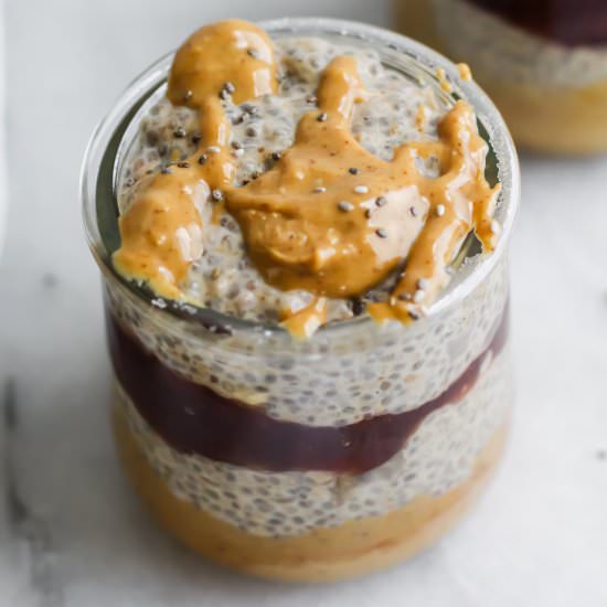 PB+J Chia Pudding - Recipe photo by ourbalancedbowl