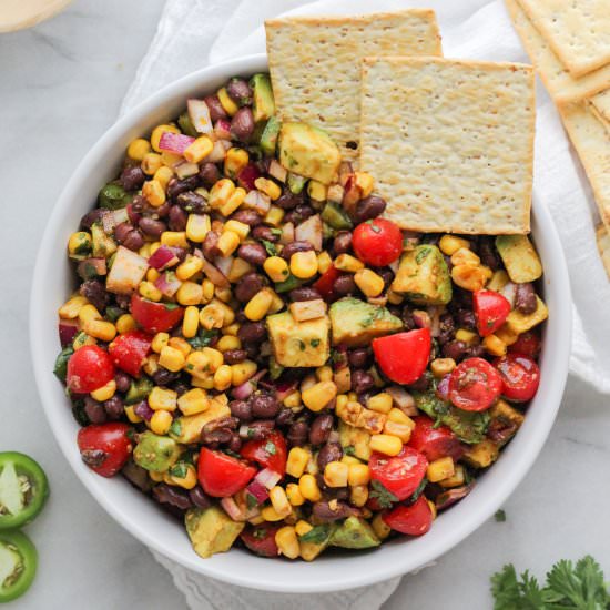 Avocado and Black Bean Dip - Recipe photo by ourbalancedbowl