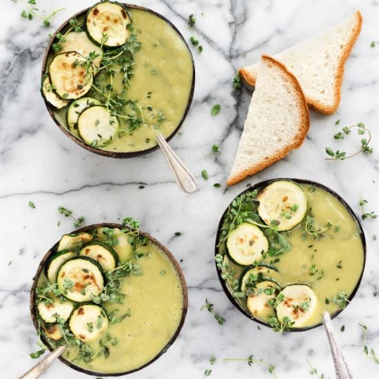 Zucchini Soup w/ Fresh Herbs - Recipe photo by The Plant Riot
