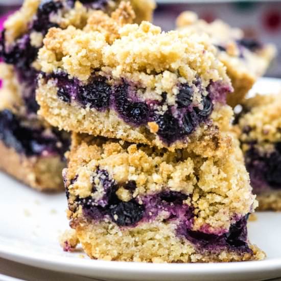Blueberry crumb bars - Recipe photo by Sweet Beginnings